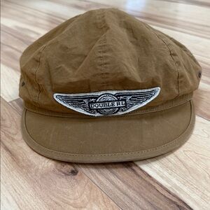 RRLTan oilcloth motorcycle hat 
Ralph Lauren Brown Plaid Lined Cap